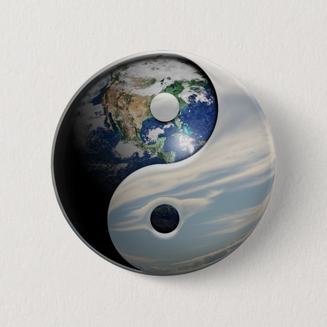 Earth and Sky Yin Yang 2 Inch Round Button (Front)