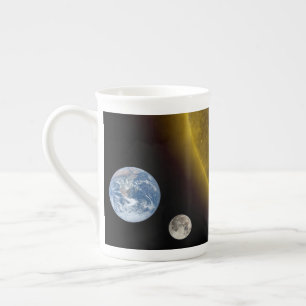 Earth and sun bone china mug