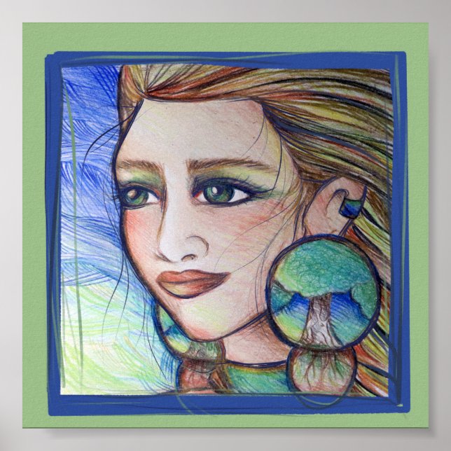 Earth and Wind Goddess Art nature Lovers Tree      Poster (Front)