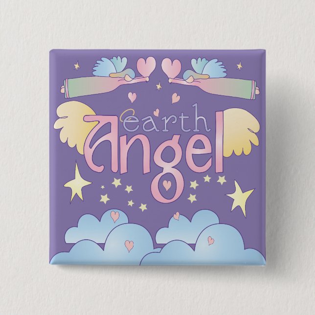 Earth Angel 2 Inch Square Button (Front)