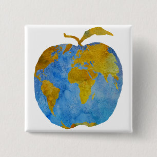 Earth Apple 2 Inch Square Button