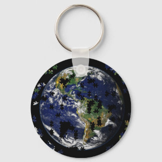 Earth As A Puzzle Keychain