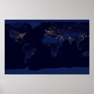 Earth at Night From Space Poster
