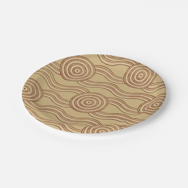 Earth Australian Dreamtime River Pattern Paper Plate (Angled)