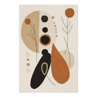 Earth Balance I | Modern Abstract Botanical Geo Poster