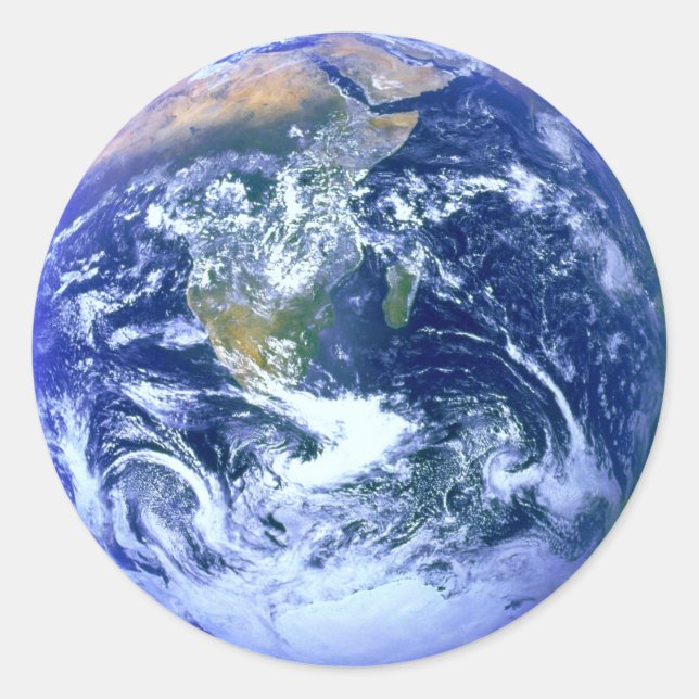 Earth Blue Marble Classic Round Sticker (Front)