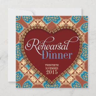 Earth Bohemian Heart Rehearsal Dinner Invitations