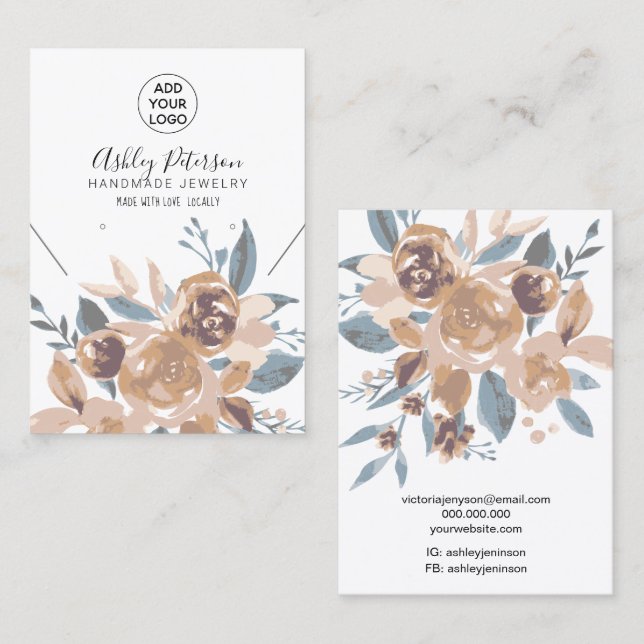 Earth boho floral logo  jewellery earring necklace business card (Front/Back)