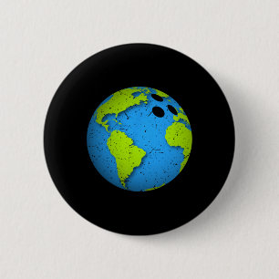 Earth Bowling Ll. Earth Day Favours. Funny Earth D 2 Inch Round Button