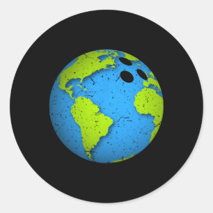 Earth Bowling Ll. Earth Day Favours. Funny Earth D Classic Round Sticker