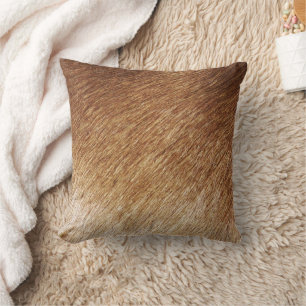 Earth Brown Animal Fur Texture Nature Art Photo Throw Pillow