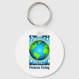 Earth Centric Human Being Eco Environment Retro T  Keychain