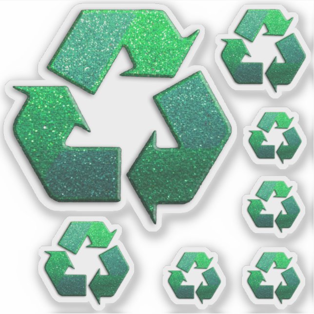 Earth Climate Change Green Glitter Recycle Symbol (Front)