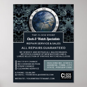 Earth Clock, Horologist Advertising Poster