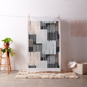 Earth colours abstract geometric pattern fabric