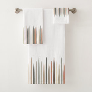  earth colours Centred Uneven Staggered Lines Bath Towel Set