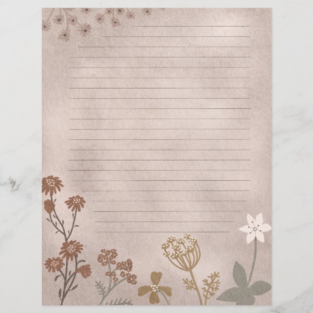 Earth Colours Floral lined Letterhead (Front)