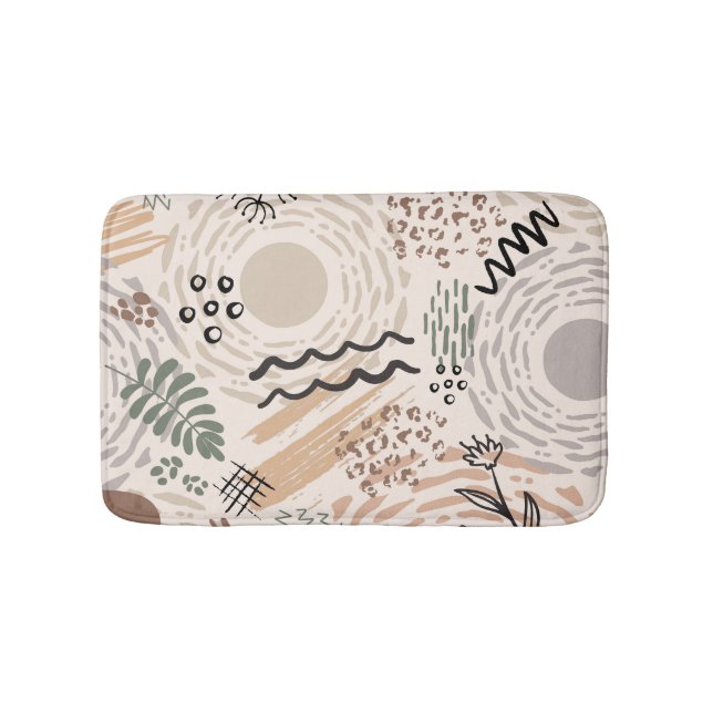 Earth colours with abstract shapes decoration bath mat (Front)