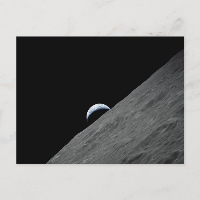 Earth Crescent Rising above Moon's Surface Postcard (Front)