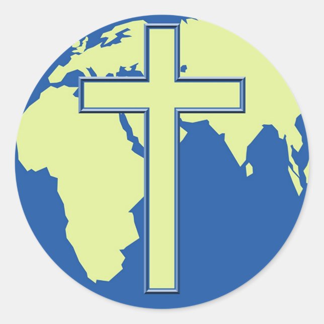 Earth Cross Classic Round Sticker (Front)