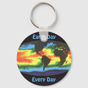 Earth Day 2012 - Global sea surface temperature Keychain