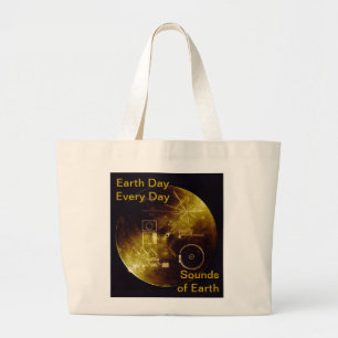 Earth Day 2012 - Sounds of Earth gold record Large Tote Bag