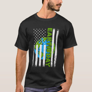 Earth Day 2022 American Flag Environmental Awarene T-Shirt