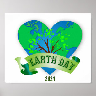 Earth Day 2024 Heart Green Poster