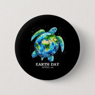 Earth Day 2025 Love Earth Sea Turtle Art Save The 2 Inch Round Button