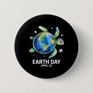 Earth Day 2025 Restore Earth Sea Turtle Art Save T 2 Inch Round Button