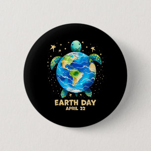Earth Day 2025 Restore Earth Sea Turtle Art Save T 2 Inch Round Button