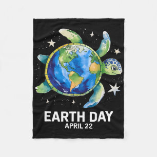 Earth Day 2025 Restore Earth Sea Turtle Art Save T Fleece Blanket