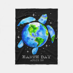 Earth Day 2025 Restore Earth Sea Turtle Art Save T Fleece Blanket