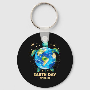 Earth Day 2025 Restore Earth Sea Turtle Art Save T Keychain