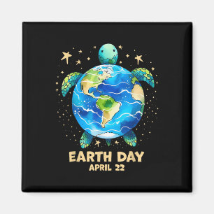 Earth Day 2025 Restore Earth Sea Turtle Art Save T Magnet