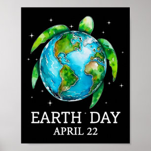 Earth Day 2025 Restore Earth Sea Turtle Art Save T Poster