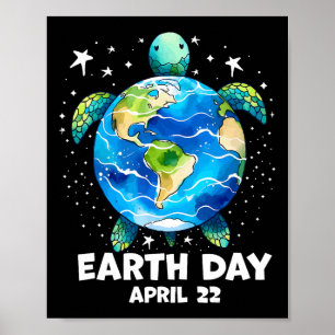 Earth Day 2025 Restore Earth Sea Turtle Art Save T Poster