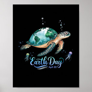 Earth Day 2025 Restore Earth Sea Turtle For Kids M Poster