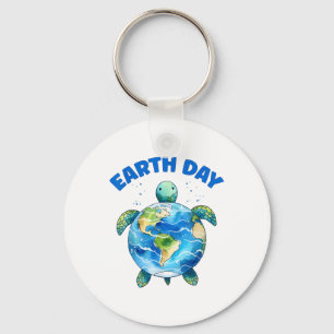 Earth Day 2025 Sea Turtle Art Save The Planet  Keychain