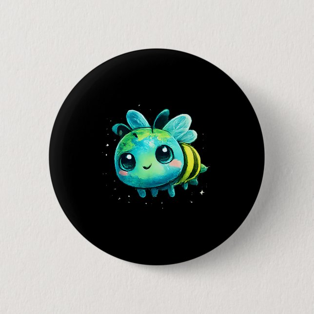 Earth day 2026 bee art  2 inch round button (Front)