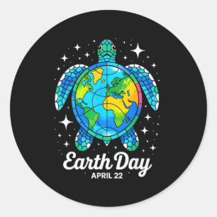 Earth Day 2026 Restore Earth Sea Earth Day Turtle  Classic Round Sticker