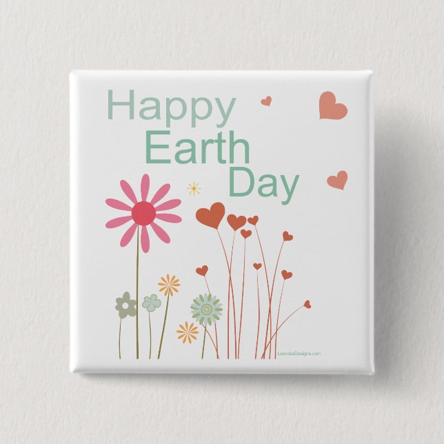 Earth Day 2 Inch Square Button (Front)