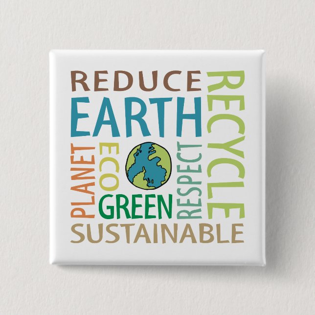 Earth Day 2 Inch Square Button (Front)