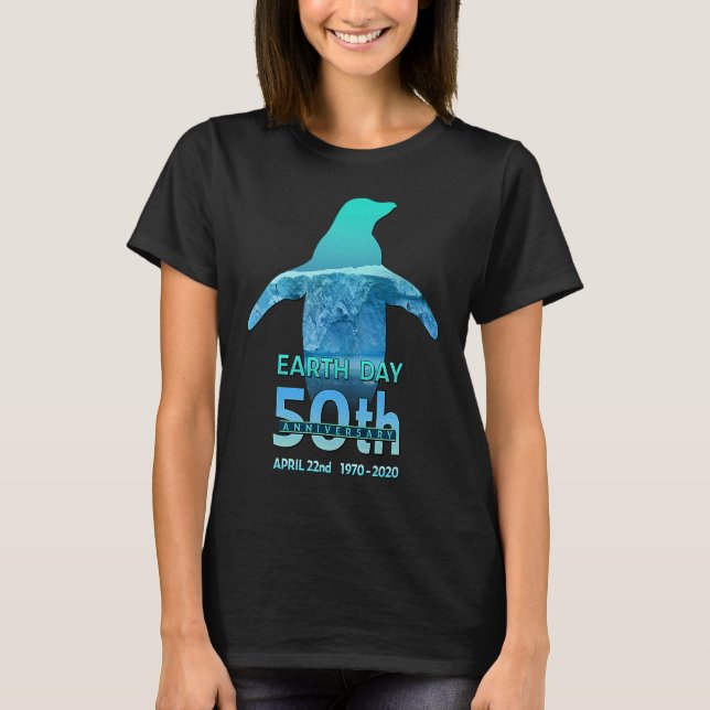 Earth Day 50th Anniversary Penguin Silhouette T-Shirt (Front)