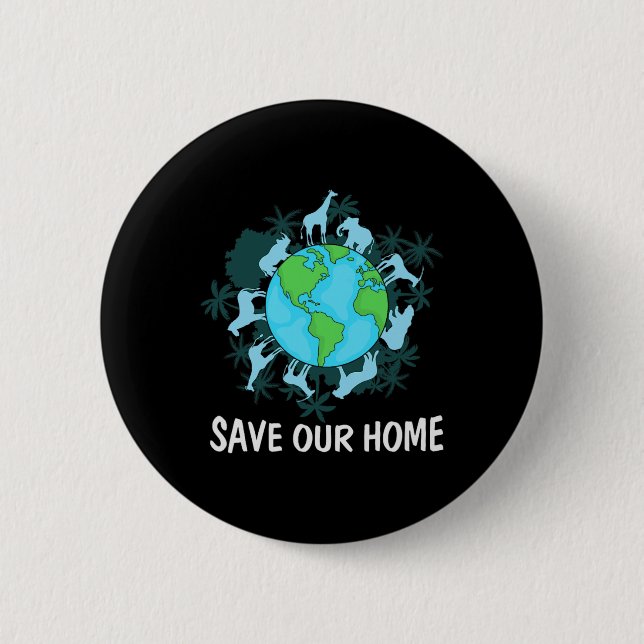 Earth Day Animals Conservation  2 Inch Round Button (Front)
