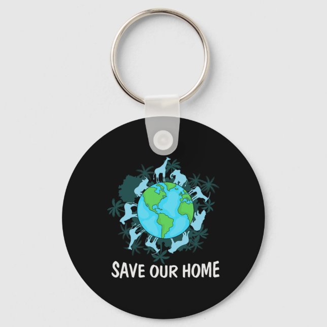 Earth Day Animals Conservation  Keychain (Front)