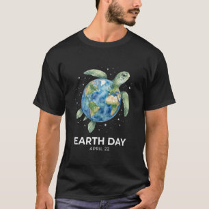 Earth Day April 22 turtle slogan save ocean  T-Shirt