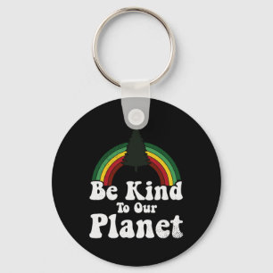 Earth Day Be Kind To Our Planet Retro Vintage Cute Keychain