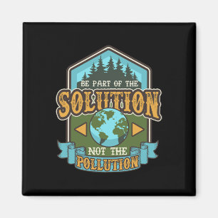 Earth Day Be The Solution Cute Vintage Recycled  Magnet