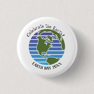 Earth Day Blue Green Globe Map Planet 1 Inch Round Button